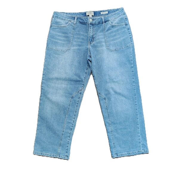 LOGO Boyfriend Cropped 16P 16 Petite Short Women's Mid Rise Stretch Jeans - Picture 1 of 4